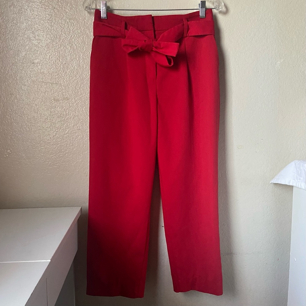 red straight dress pants